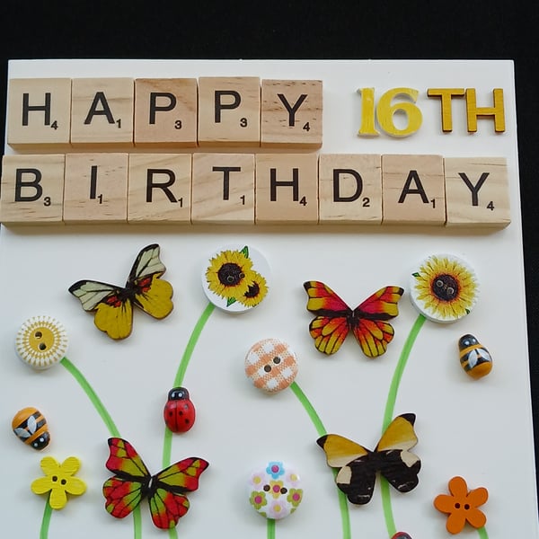 Handmade 16th birthday card 