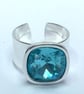 SWAROVSKI ELEMENTS RING silver plated base adjustable - Image 4