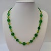 Green and yellow glass bead necklace