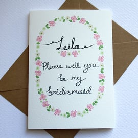 Personalised- wildflower will you be my bridesmaid card