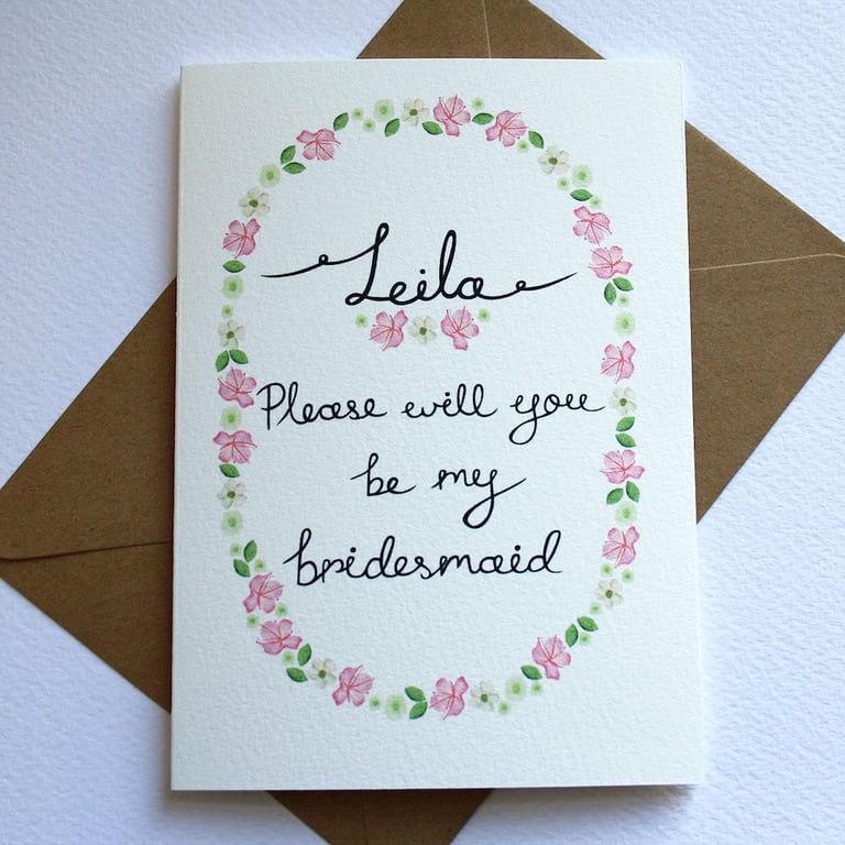 Personalised- wildflower will you be my bridesmaid card