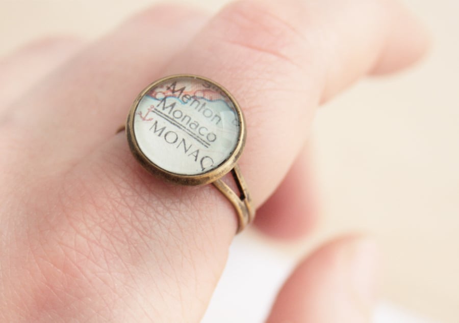 Map Ring Customized Jewellery Vintage World Map Ring