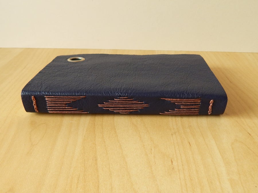 Navy Leather Journal Sketchbook with wrap cover.  Gifts for Men, for artists