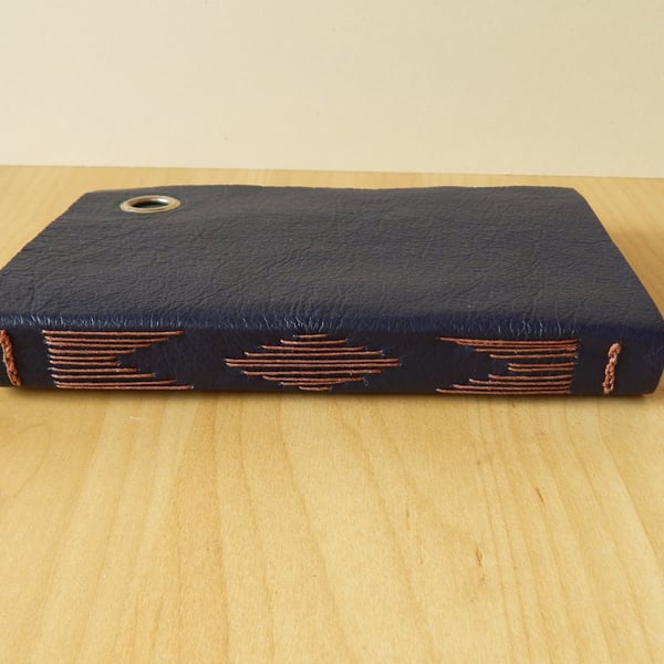 Navy Leather Journal Sketchbook with wrap cover.  Gifts for Men, for artists