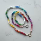 Rainbow Gems Hand Knotted Beaded Necklace