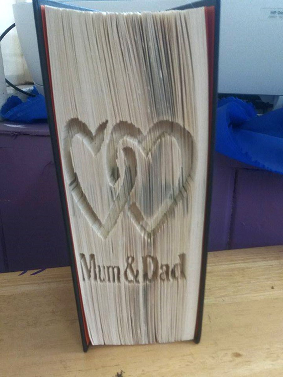 Mum & Dad Entwined Hearts CUT & FOLDBook Folding Pattern -EMAILED PDF PATTERN