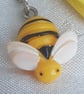 SALE - Beautiful Yellow and Bee Keyring - Key Chain Bag Charm - Silver Tone - Image 4