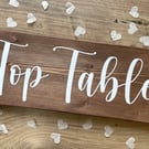 Wooden 'Top Table' Wedding Sign Top Table Decorations