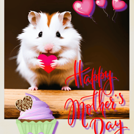 Happy Mother's Day Hamster Cake Card A5