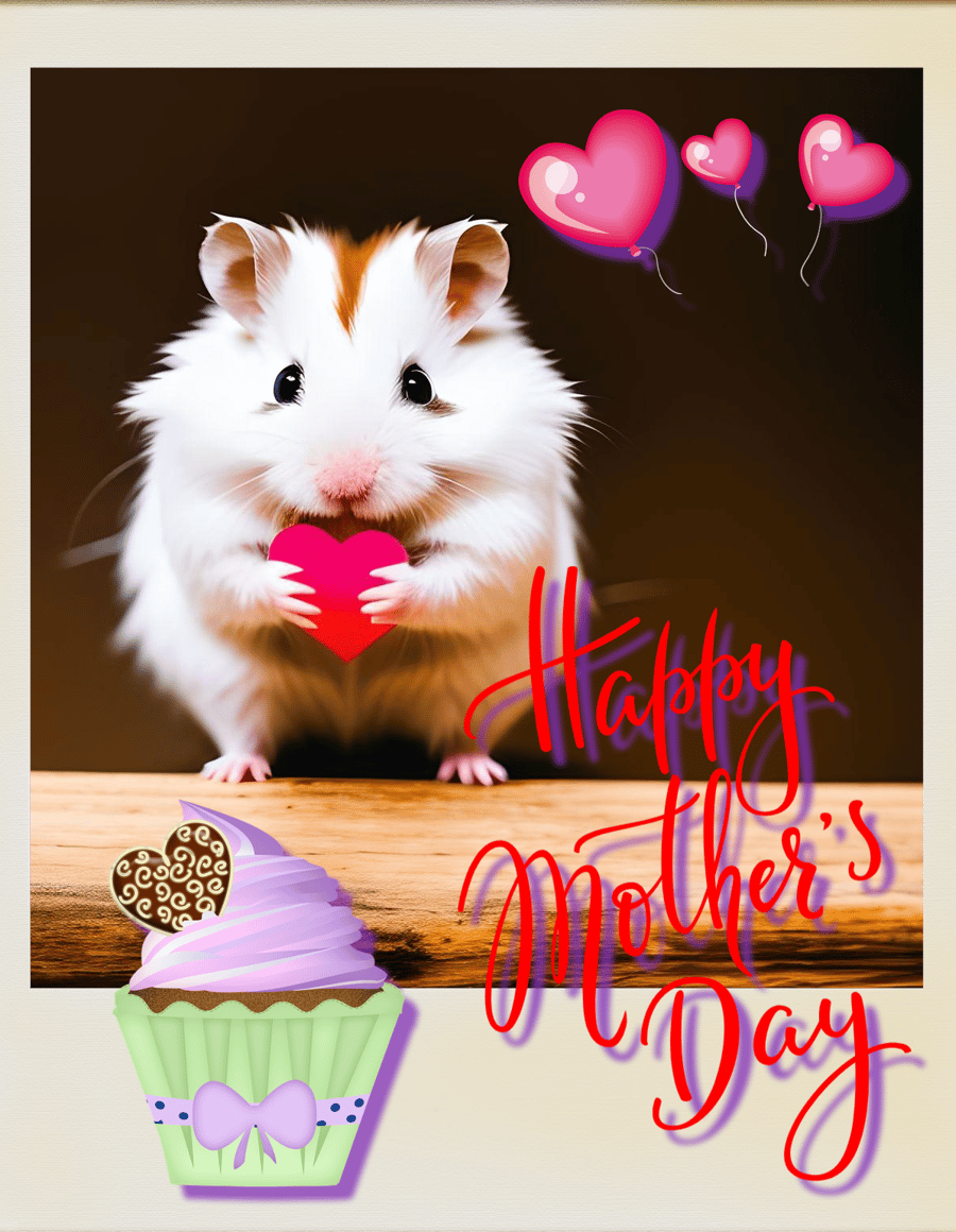 Happy Mother's Day Hamster Cake Card A5
