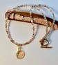 Pearl & Agate Necklace With Crystal Scallop Pendant, June Birthday, Gift For Her - Image 5