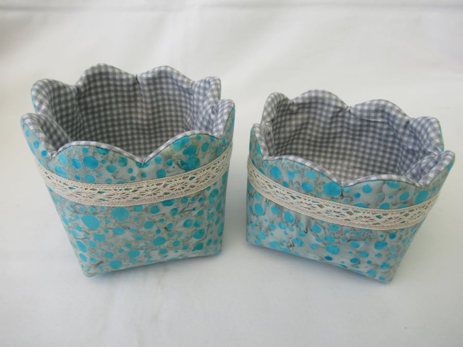 Batik Style Fabric Baskets - Set of 2