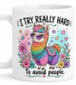 I Try Really Hard to Avoid People – Funny Colourful Llama 11oz Mug