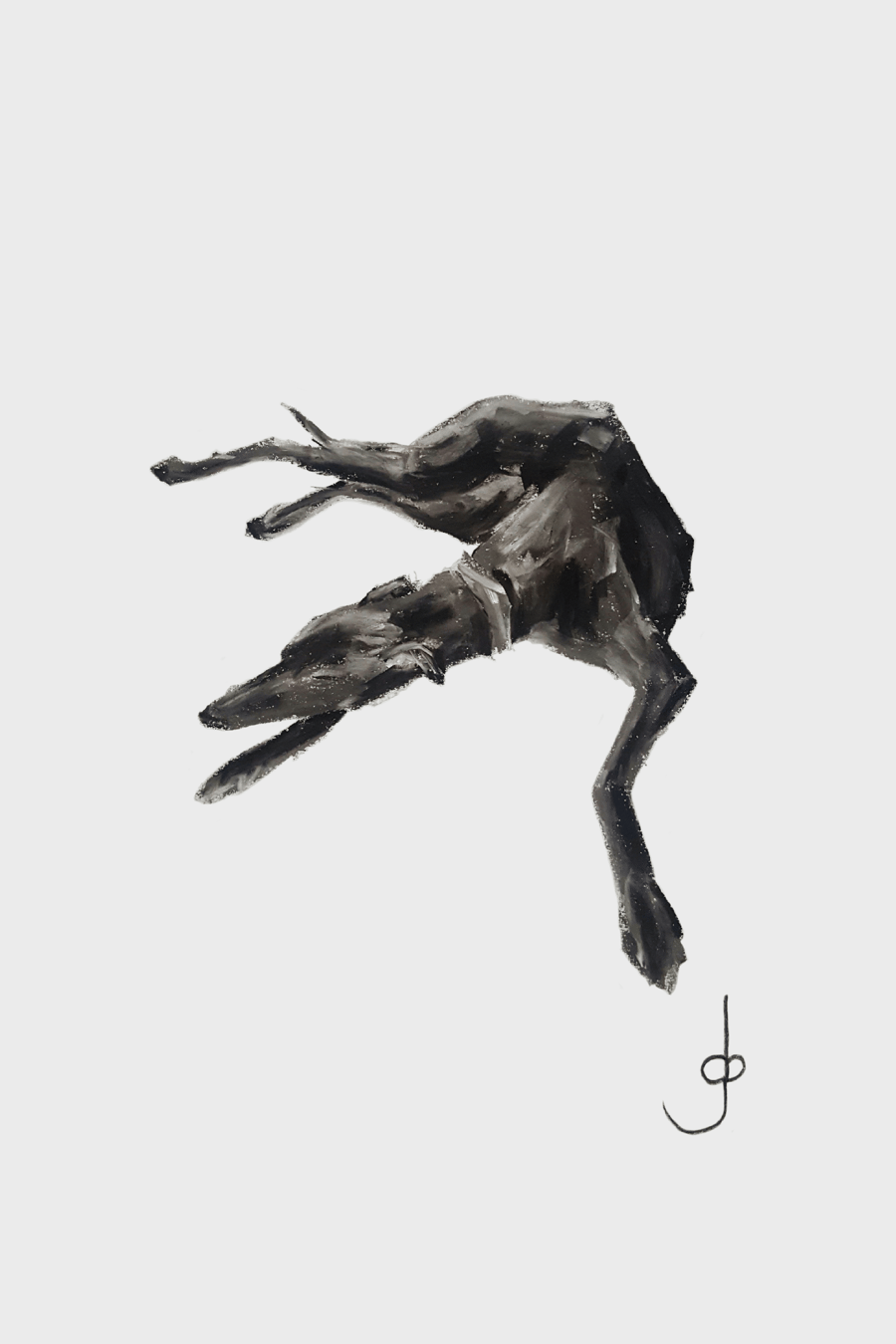 Greyhound lying A5 Art print