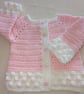 Pink and white Aran cardigan for 18 month old little girl  - Image 3