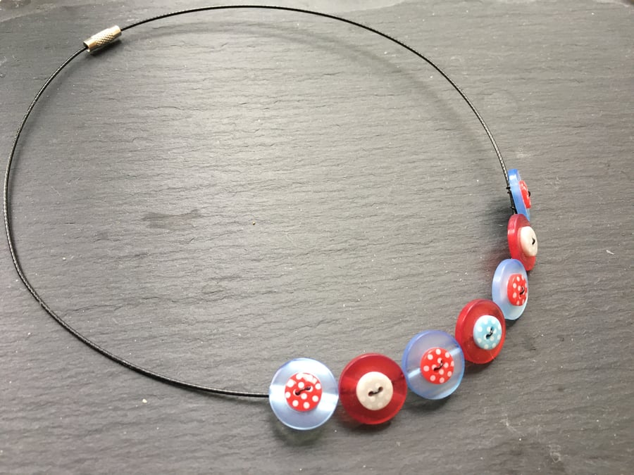 Button Necklace  Layered Button Choker