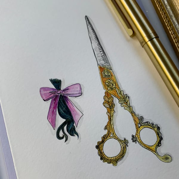 Baby's First Haircut Original Watercolour Card