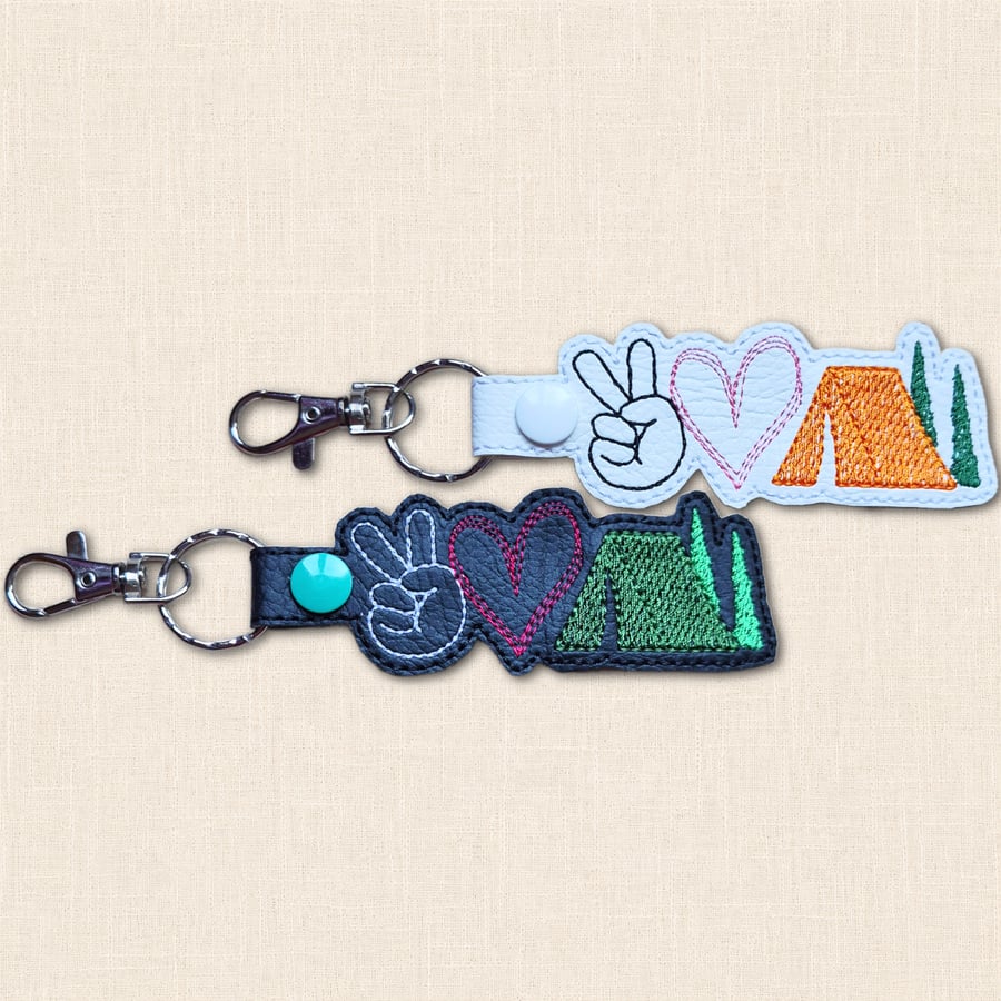 Camping Keyring - Peace Love Tent Bag Charm