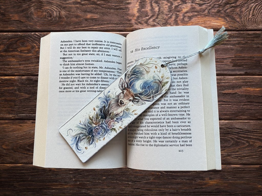 Bookmark, wooden decoupage bookmark, Stag, wildlife