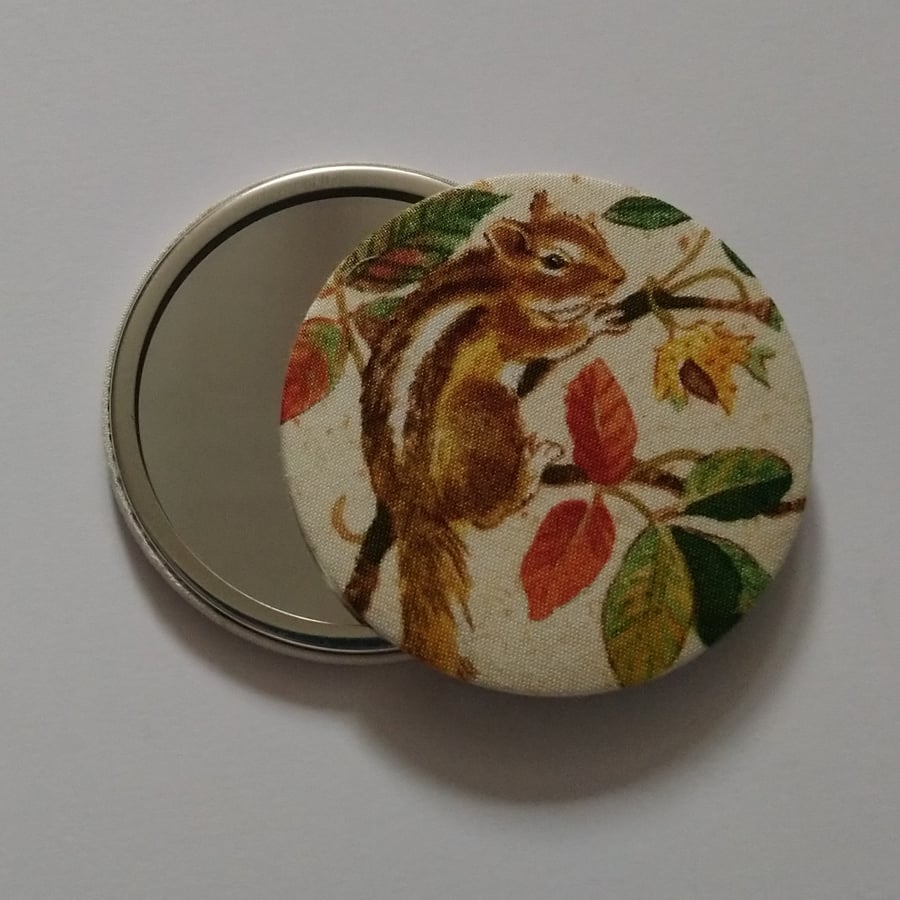 Chipmunk Fabric Backed Pocket Mirror