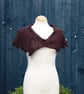 Natural black Shetland wool & cerise cotton lace edged scarf shawl - design S122 - Image 4