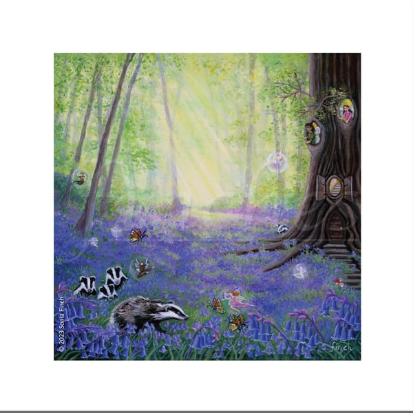 Spring Bluebell Fairies - Greeting Card