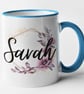 Personalised Floral Name Mug Flowers & Name Mug Custom Name  - Image 6