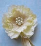 Vanilla Cream Regency Flower & Ribbons Fascinator Hair Clip Headpiece - Image 3