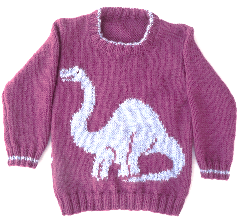 Dinosaur Jumper Knitting Pattern.  Digital Knitting Pattern