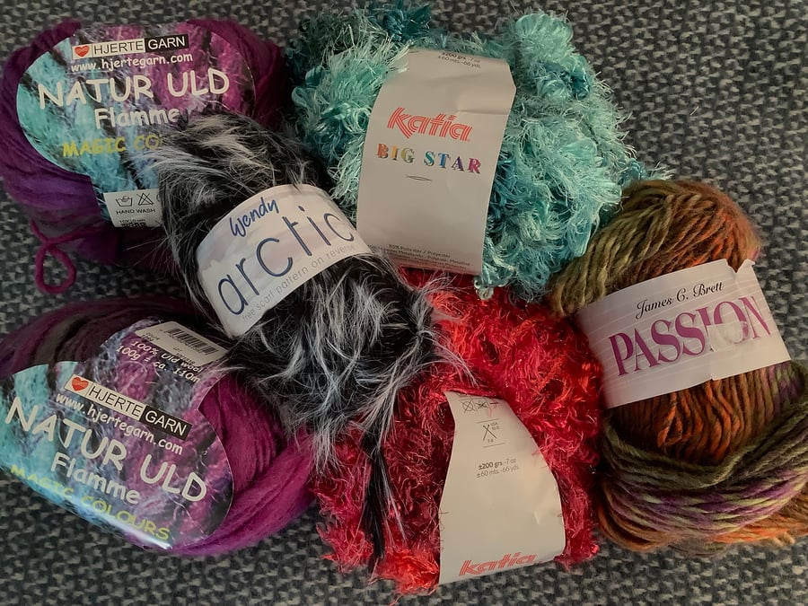 Destash Bundle of 6 Fashion Yarns