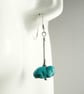Turquoise (Hubei Provence) nugget natural stone drop earrings, sterling silver - Image 1