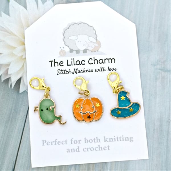 Halloween Stitch Marker Set - Green-Orange