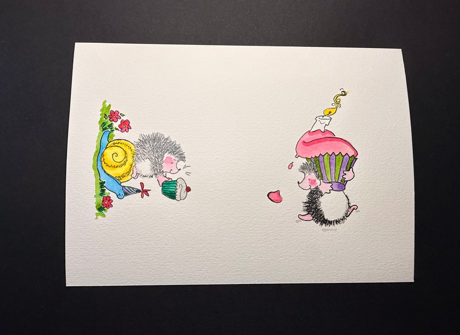 A5 card topper page using Penny Black stamps - Hedgehogs