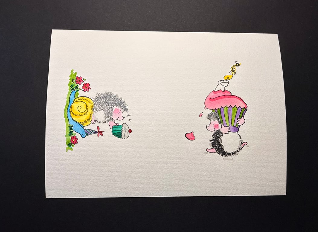 A5 card topper page using Penny Black stamps - Hedgehogs