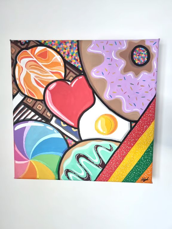 Sweets and Treats Acrylic Canvas Painting Dopamine Decor