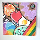 Sweets and Treats Acrylic Canvas Painting Dopamine Decor