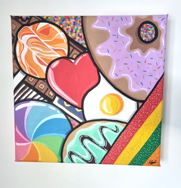 Sweets and Treats Acrylic Canvas Painting Dopamine Decor