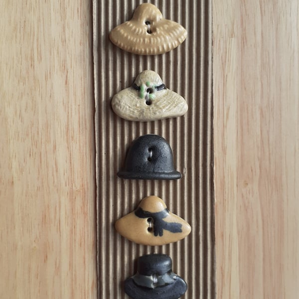 Set of 5 ceramic Hat buttons