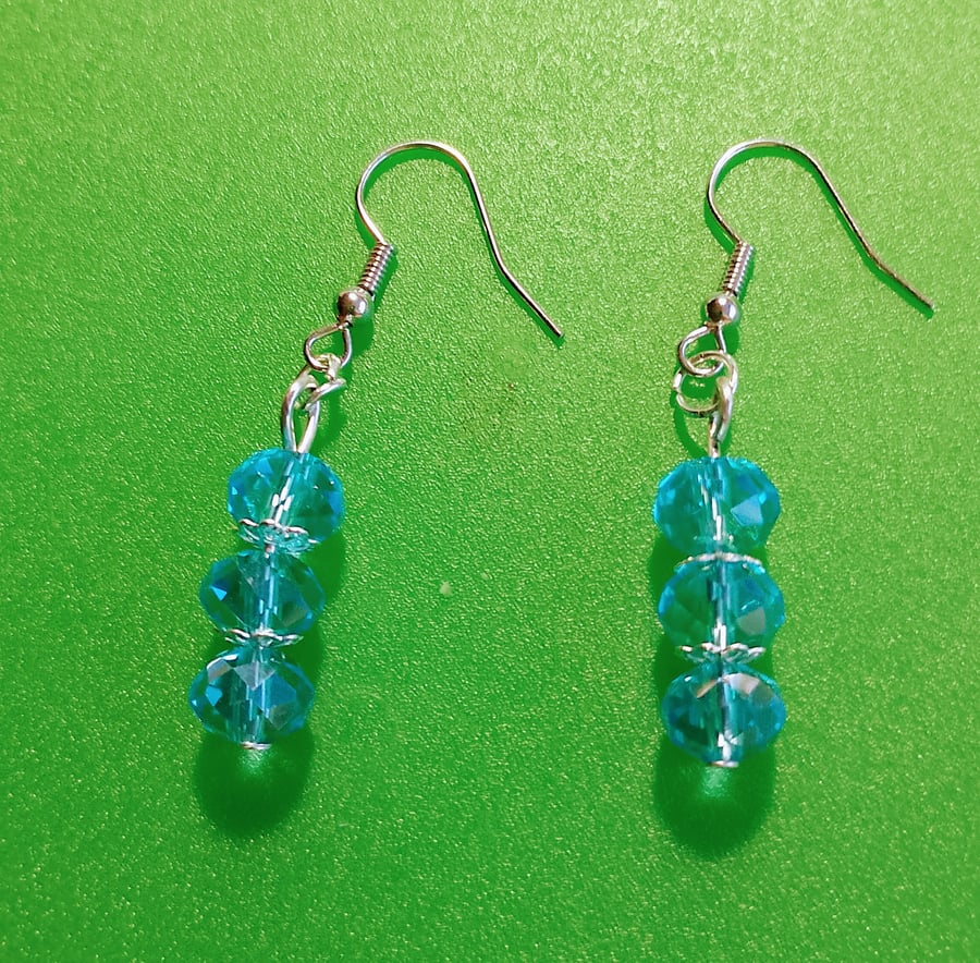 Aqua marine crystal earrings