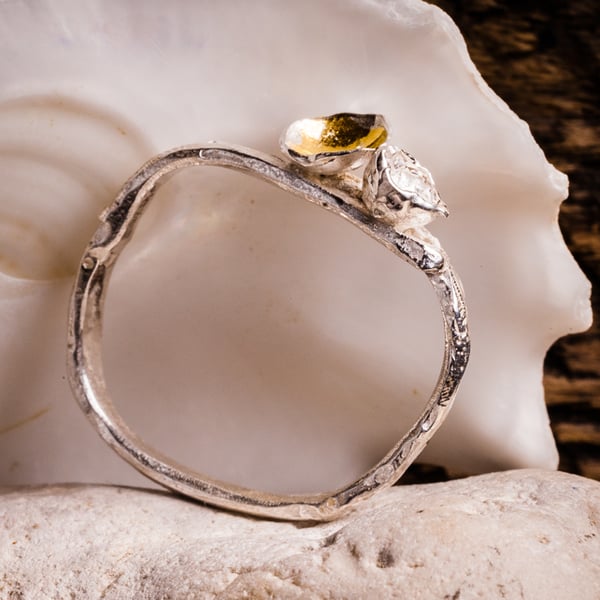 pebble ring eco-silver organic form 