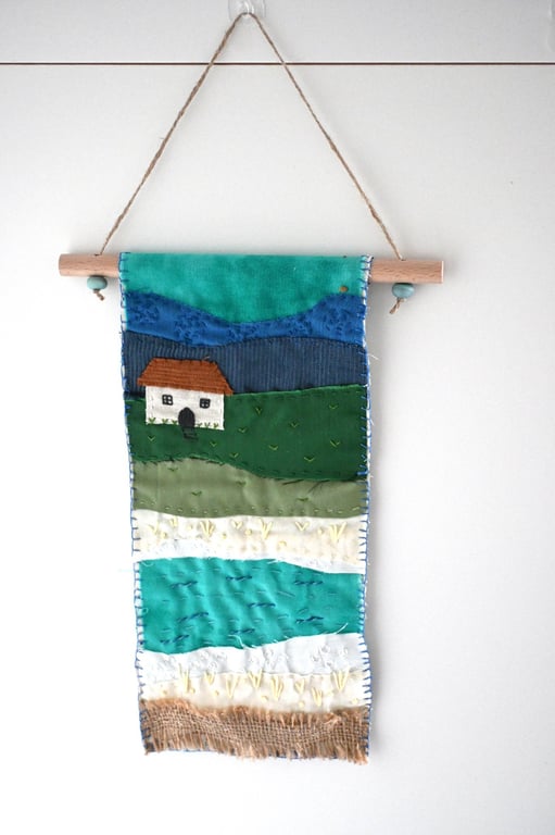 Landscape textile art hanger