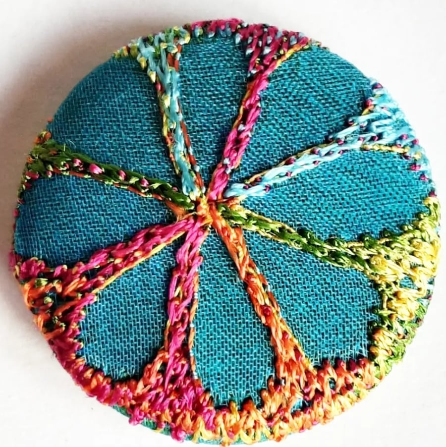 Buttons 1 inch button Hand Dyed Silks and Cottons Free Machine Embroidery Button