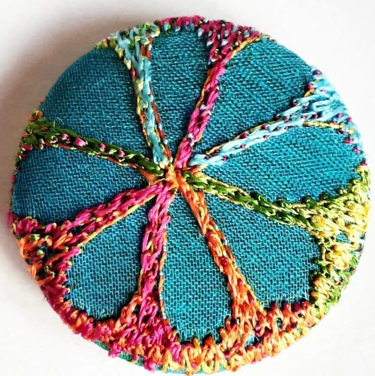 Buttons 1 inch button Hand Dyed Silks and Cottons Free Machine Embroidery Button