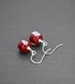 lampwork glass earrings dark red and ivory shards - Image 2