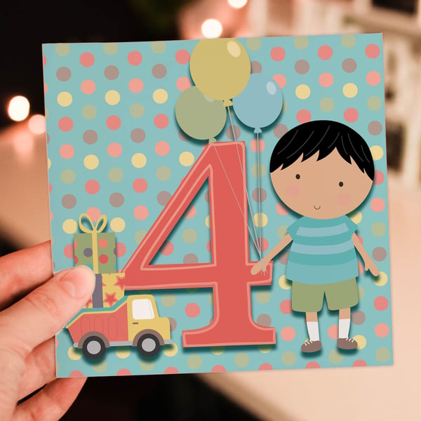 Boy’s 4th birthday card