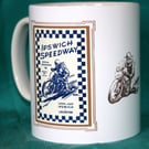 Speedway mug Ipswich v Leicester 1955 vintage programme design mug