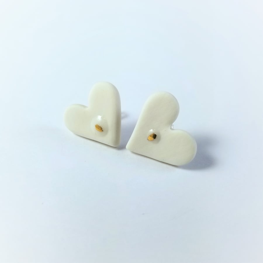 Earrings Valentines CHOOSE COLOUR Stud, Drop Ceramic Hearts Porcelain Large