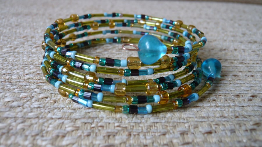 Blue Memory Wire Bracelet