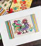 Chinese paper-cut rooster, handmade card, quirky card, card for chicken lover