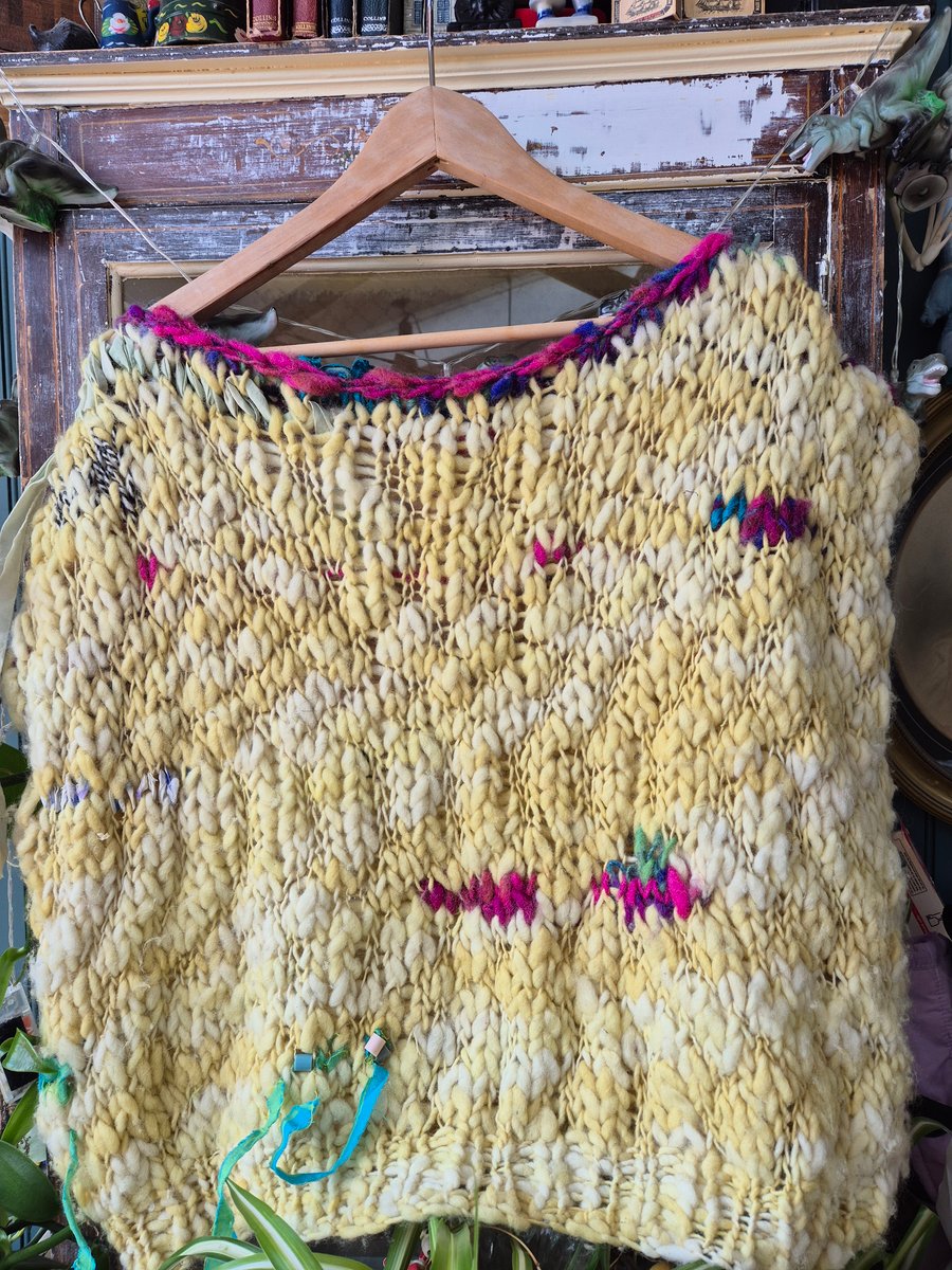 Naturally dyed, hand knitted chunky tank top